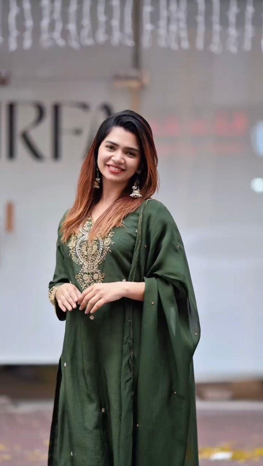Embroidered Chinon Silk Suit