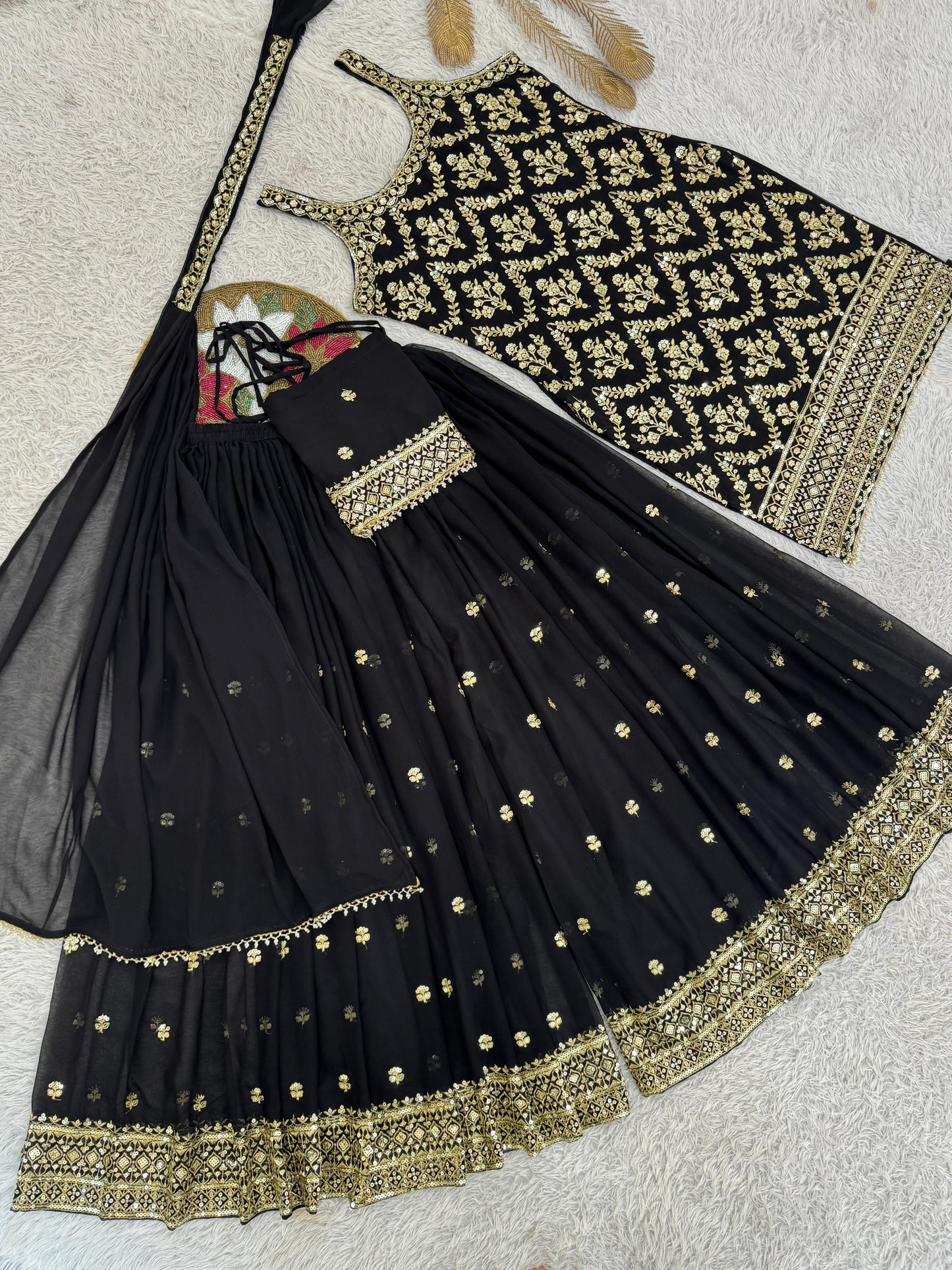 "Black Embroidered Set"