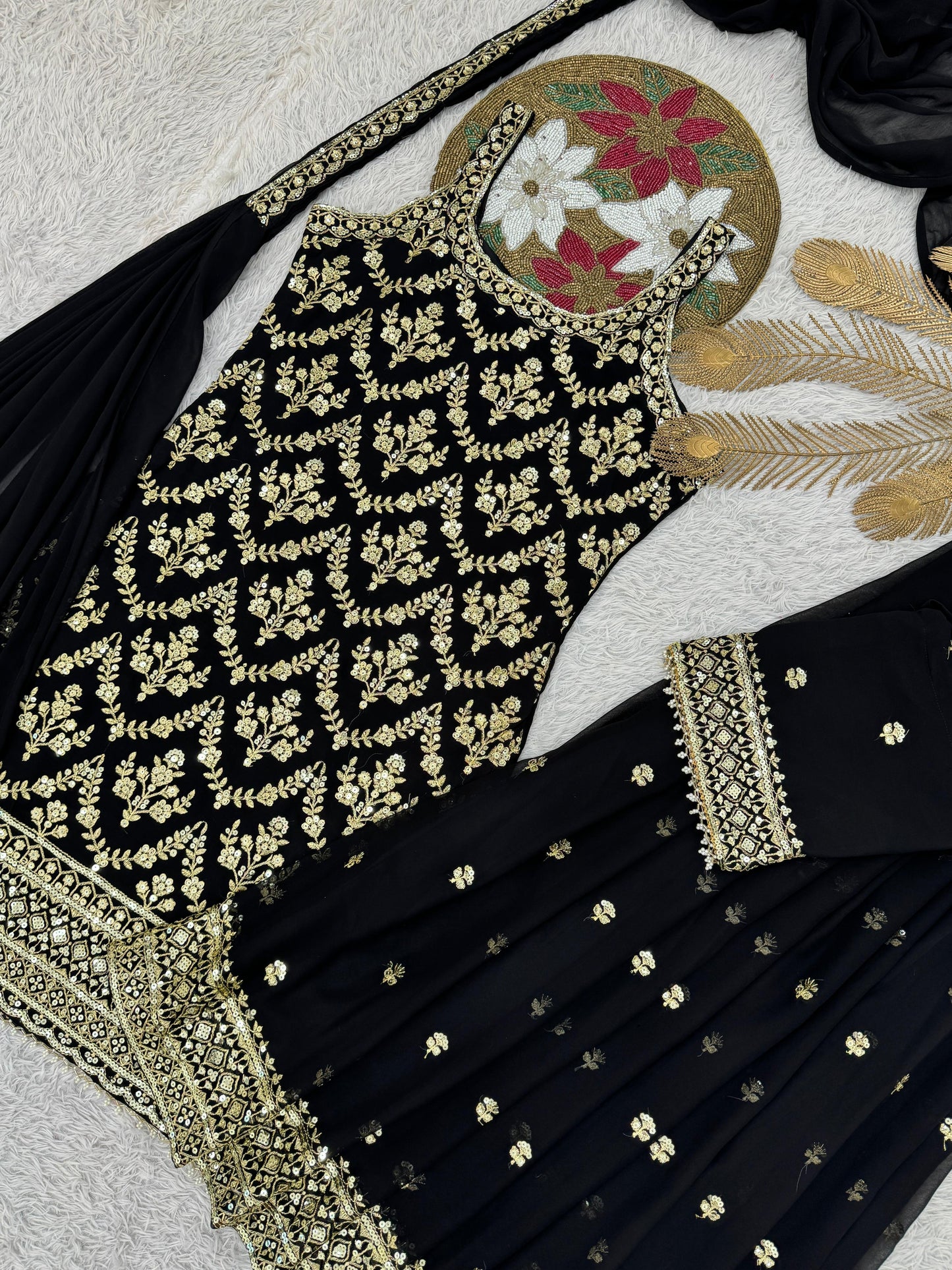 "Black Embroidered Set"