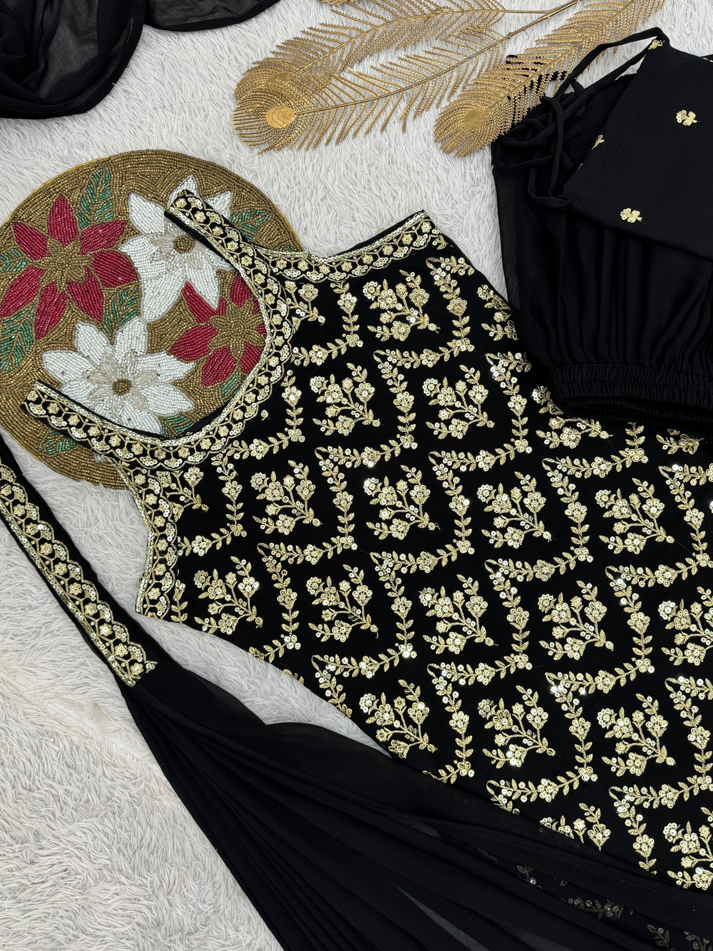 "Black Embroidered Set"