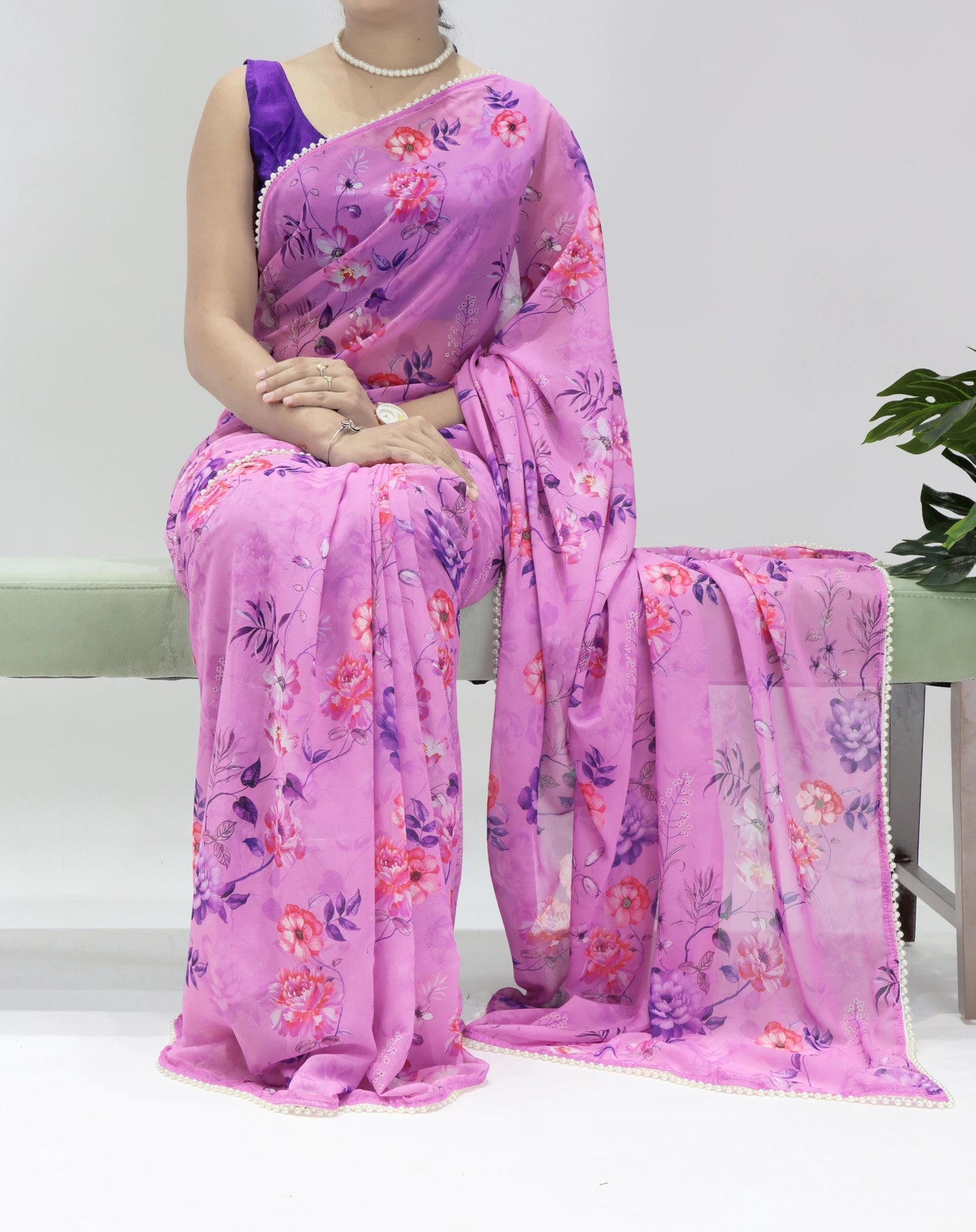 Floral Pearl Saree