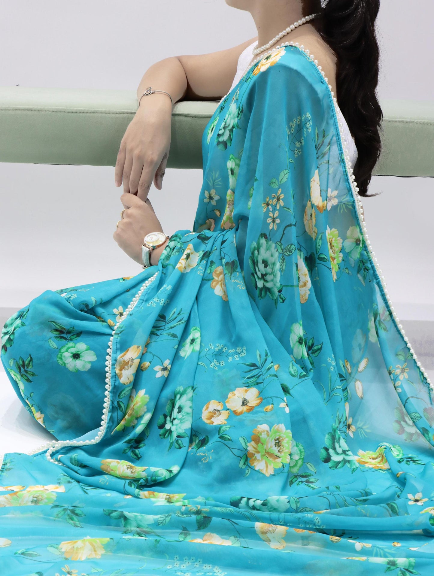 Floral Pearl Saree