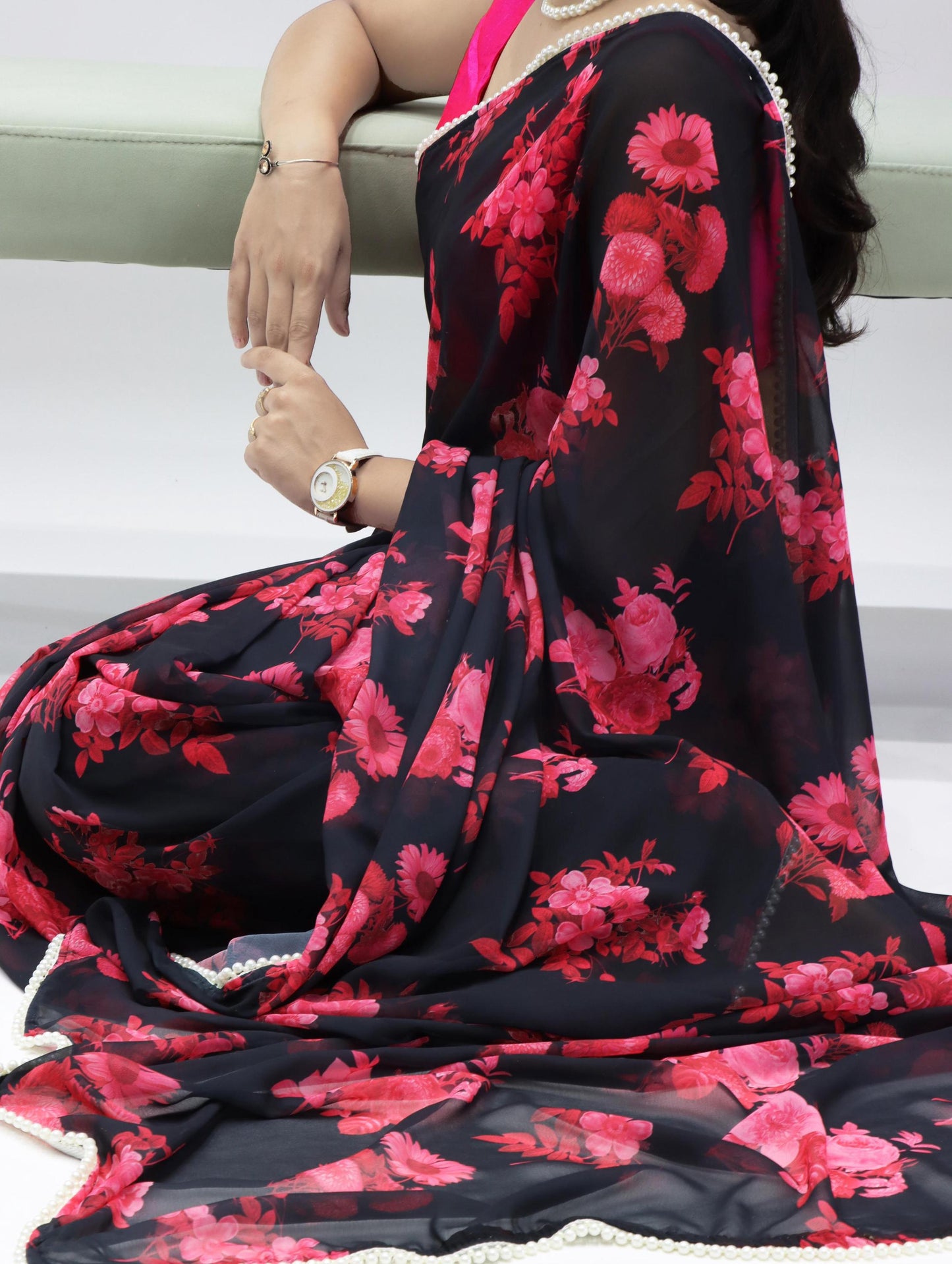 Floral Pearl Saree