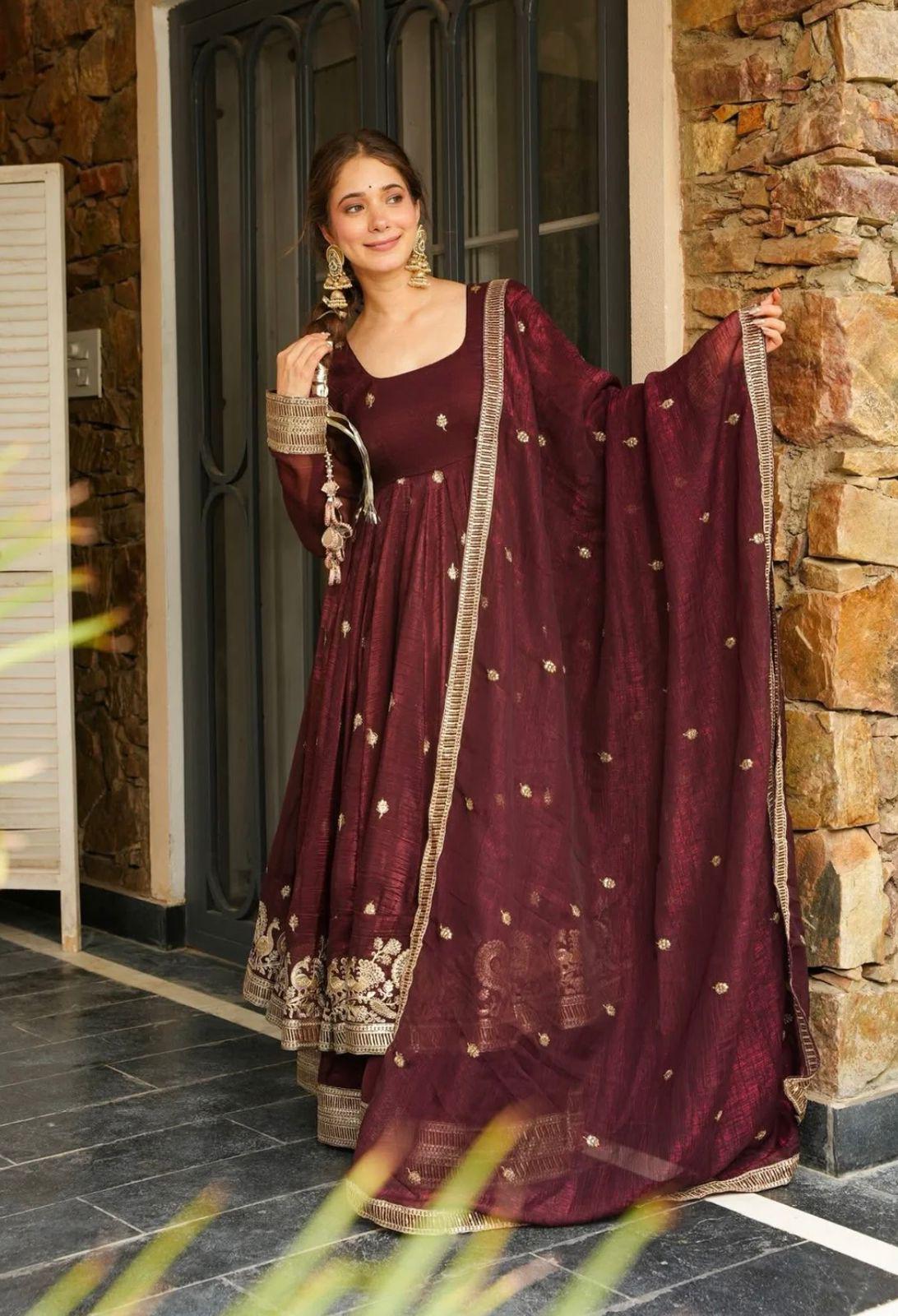 Maroon Zari Glow