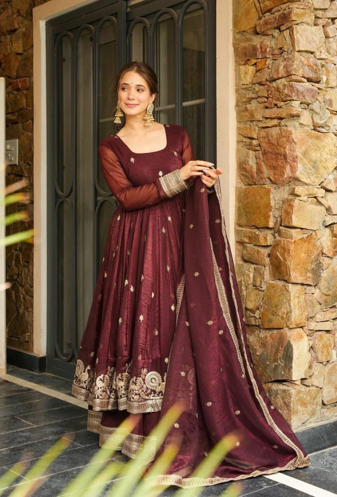 Maroon Zari Glow