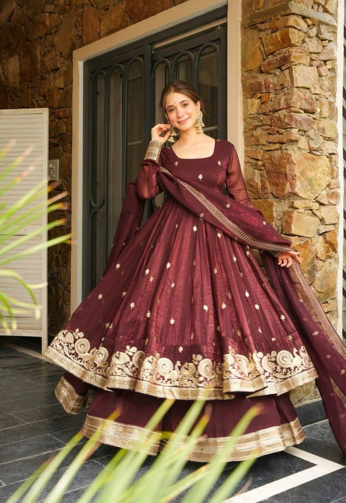 Maroon Zari Glow