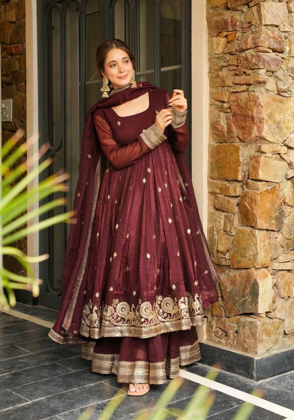 Maroon Zari Glow