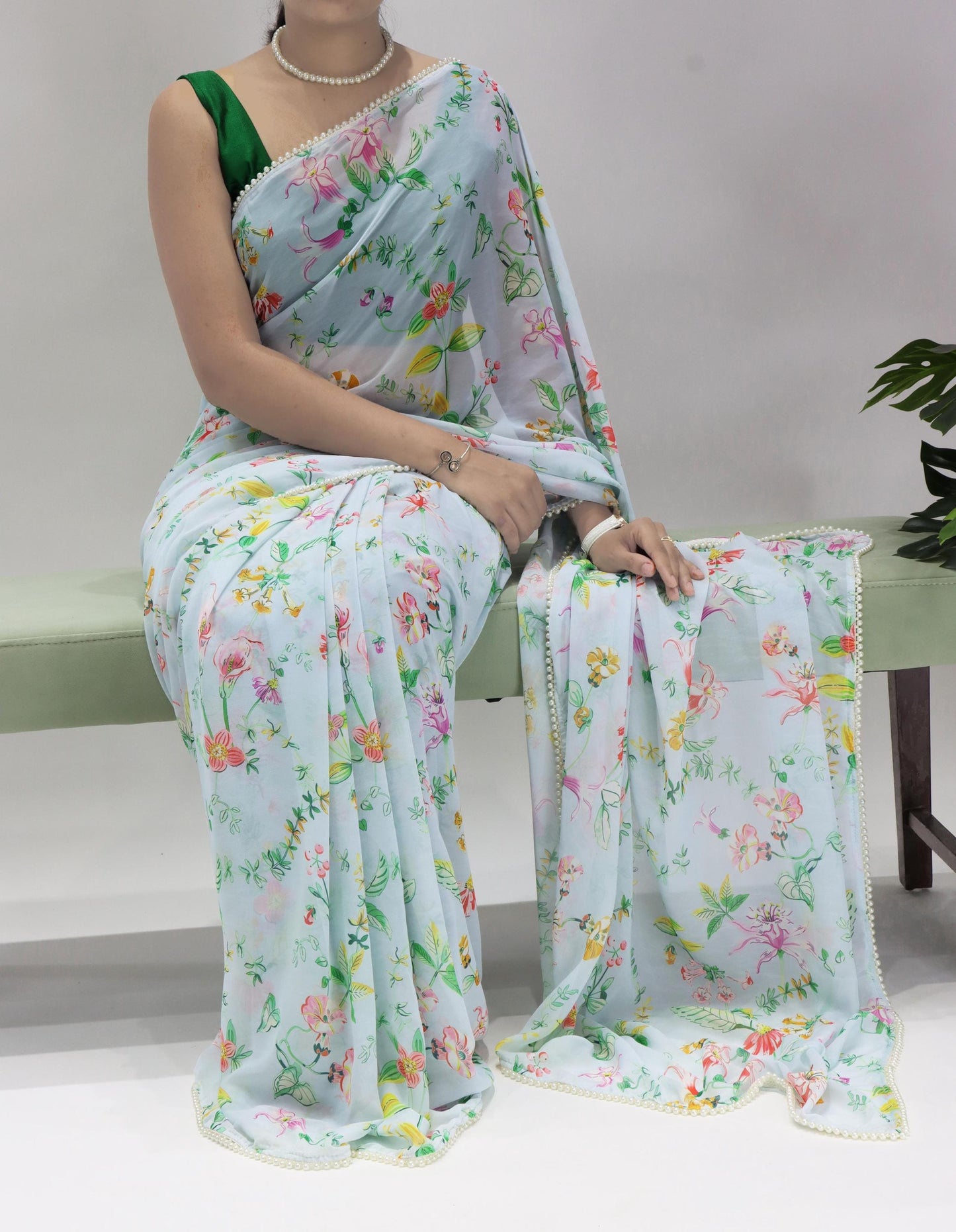 Floral Pearl Saree