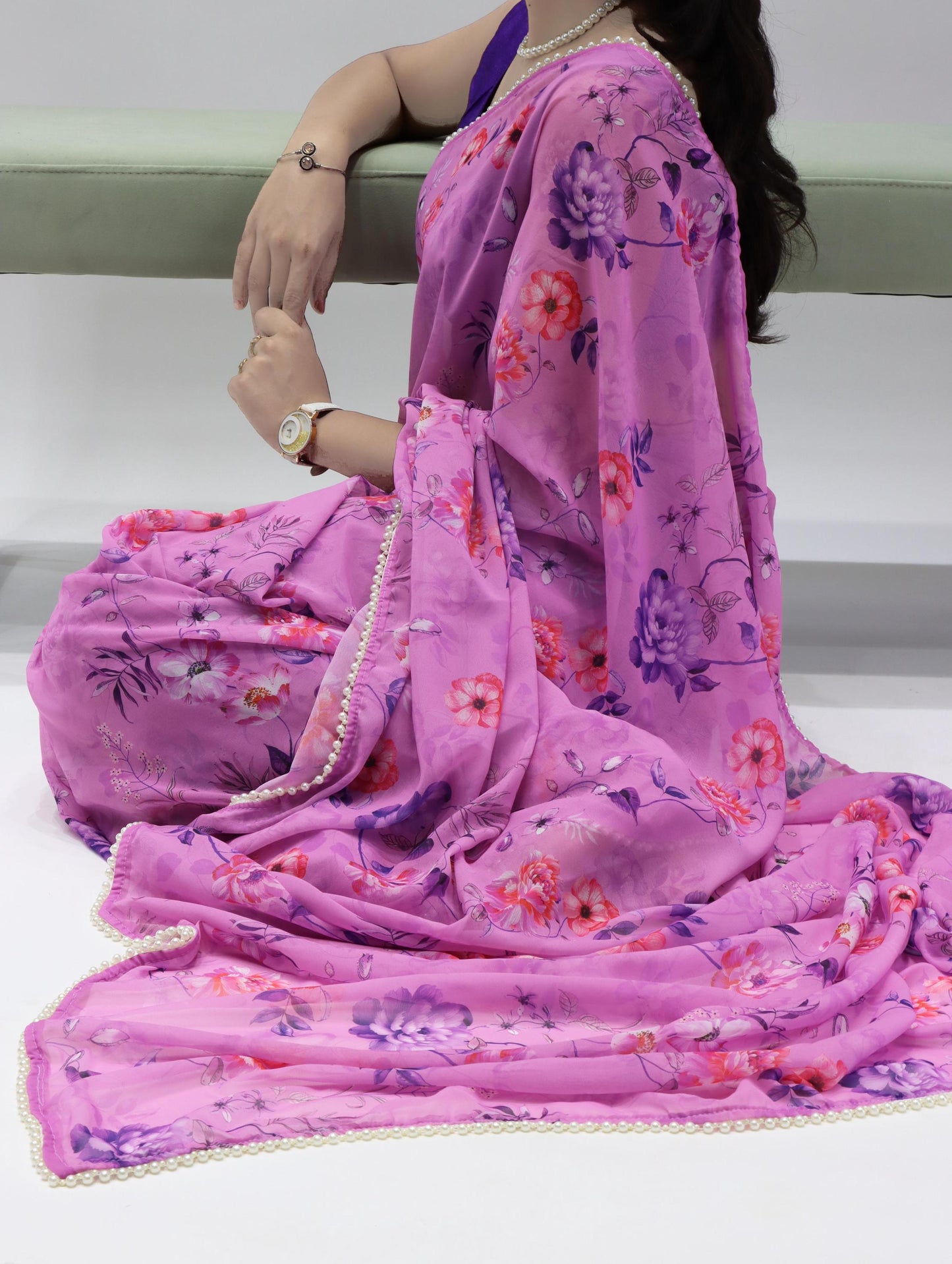 Floral Pearl Saree