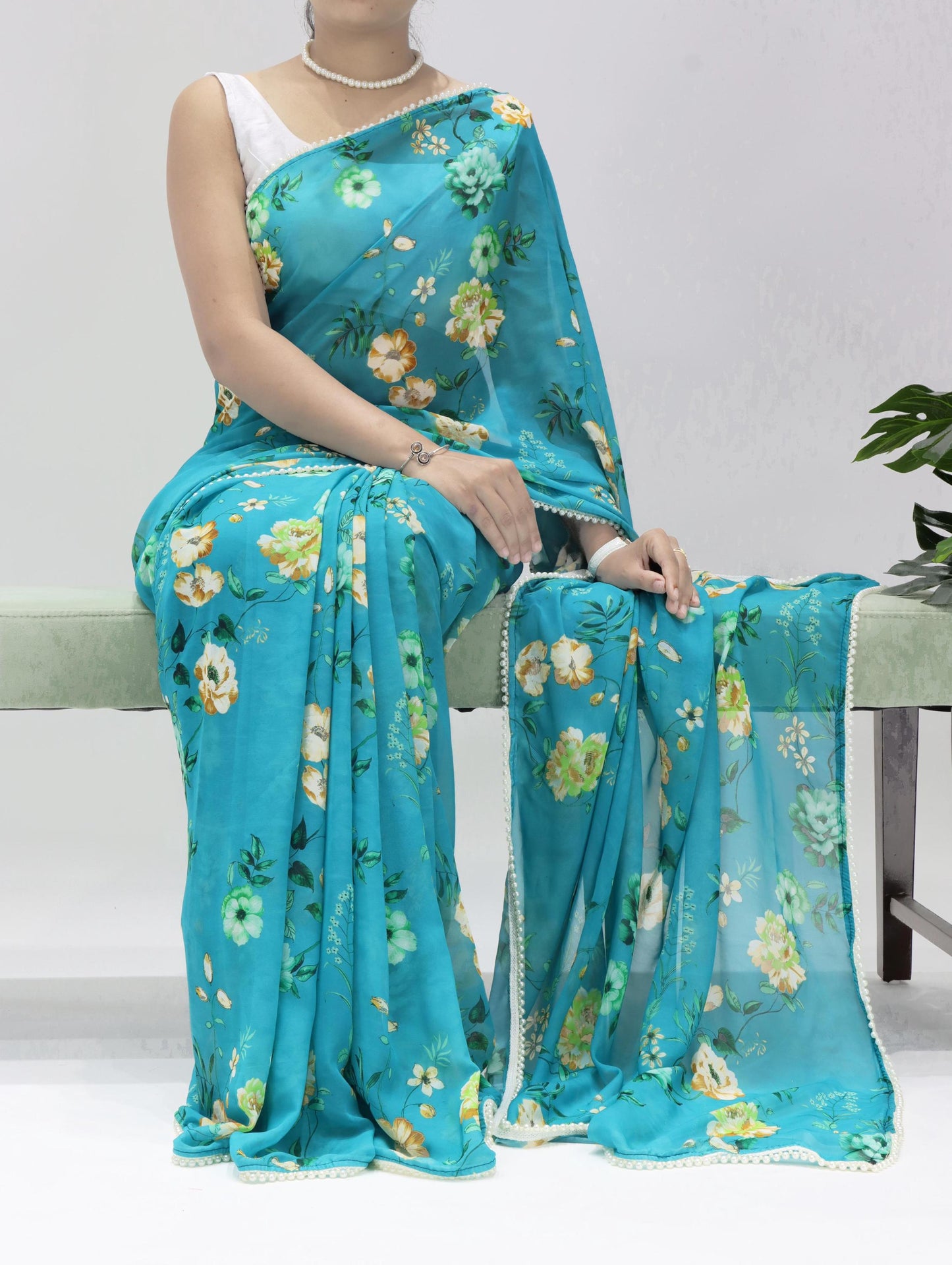Floral Pearl Saree
