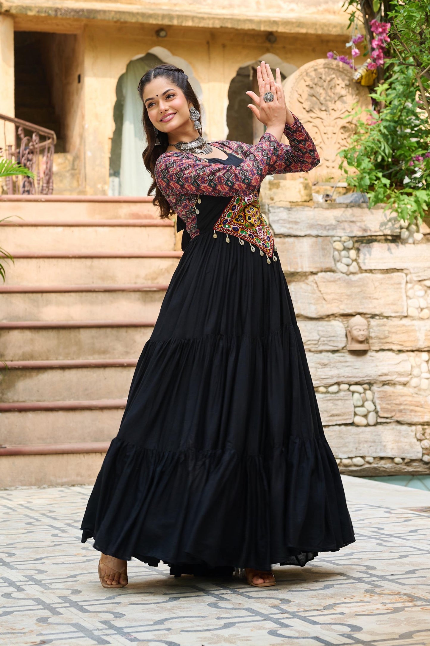 Kutchi Embroidery Frill Gown