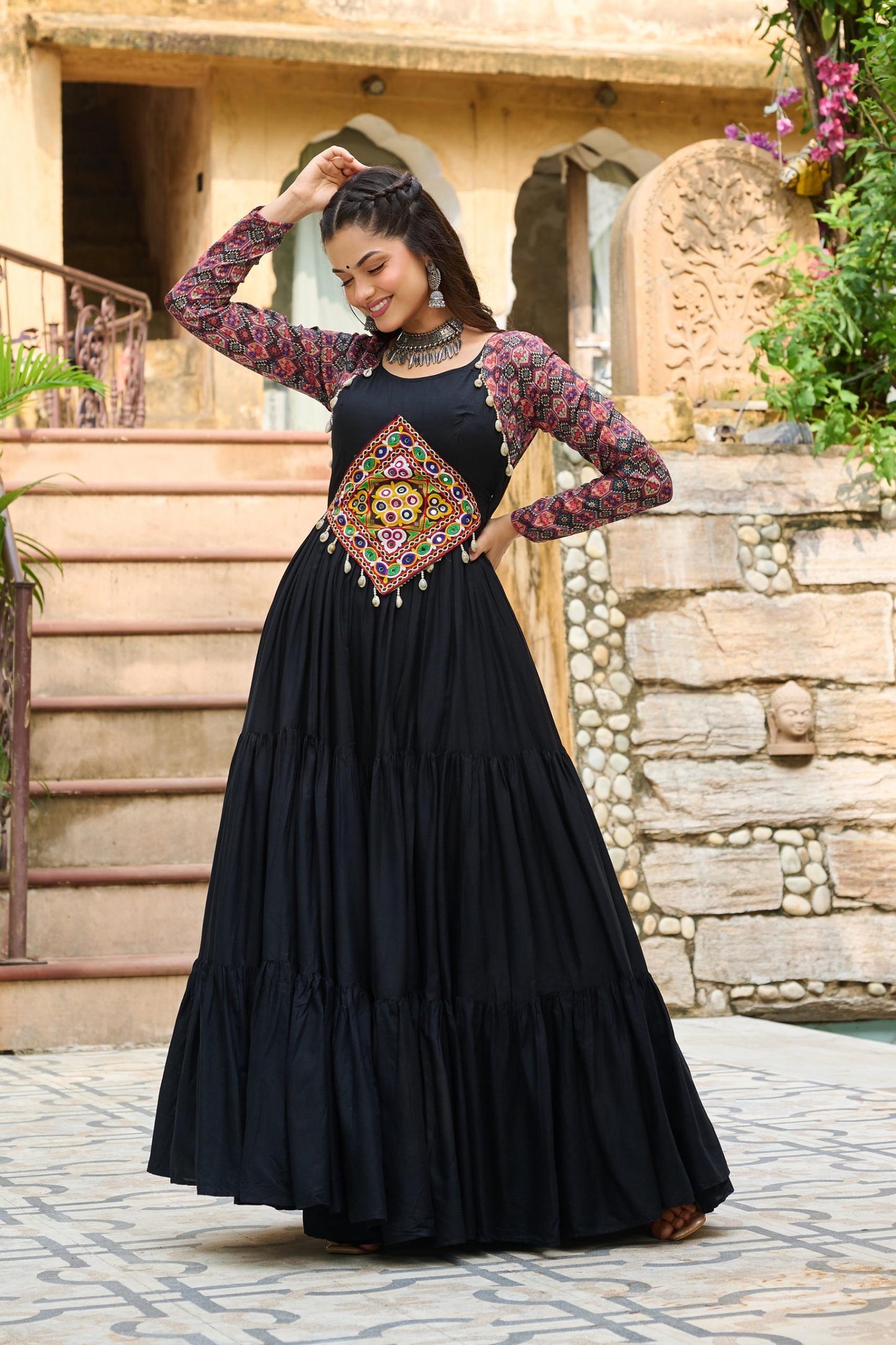 Kutchi Embroidery Frill Gown