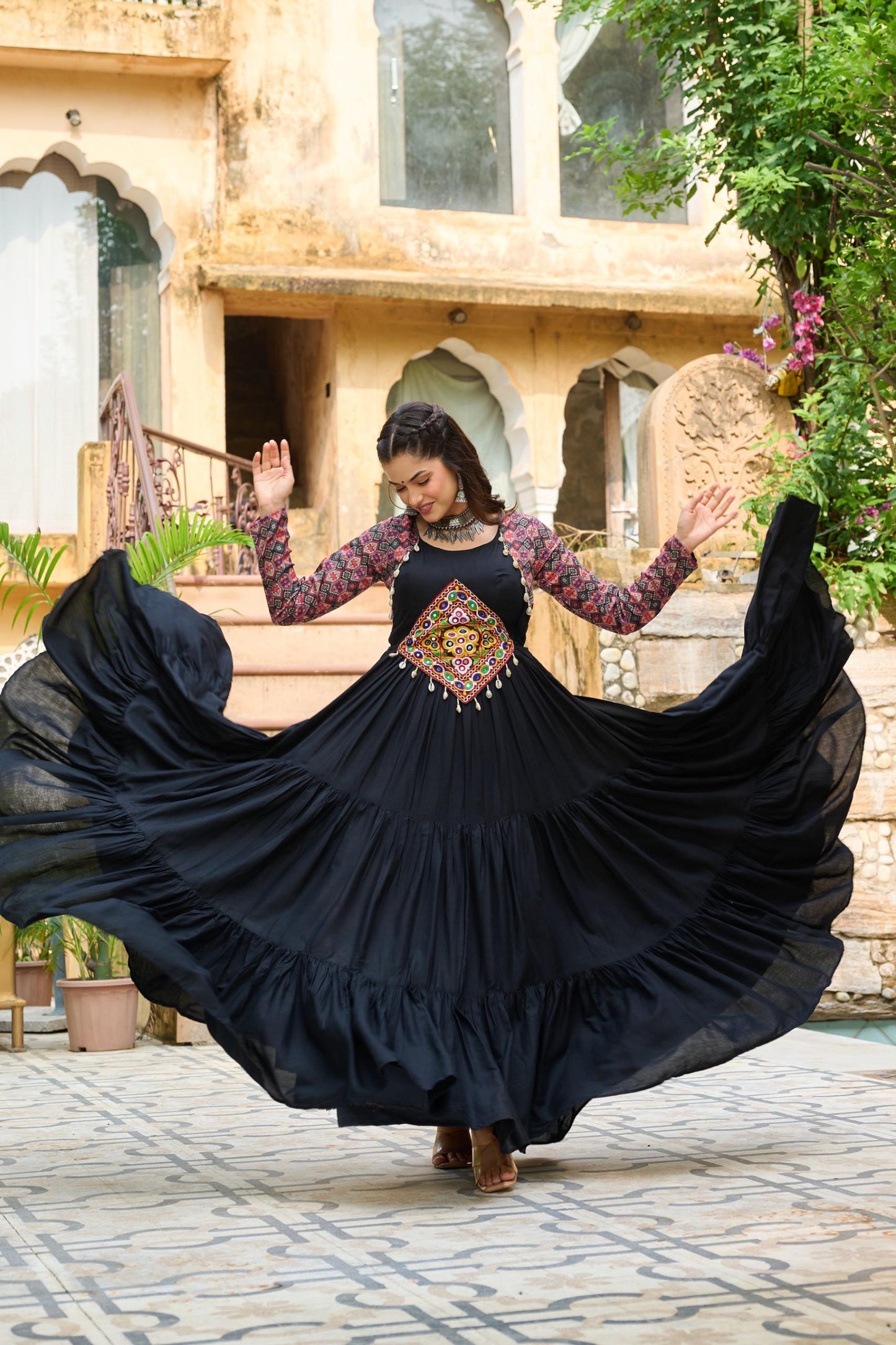 Kutchi Embroidery Frill Gown