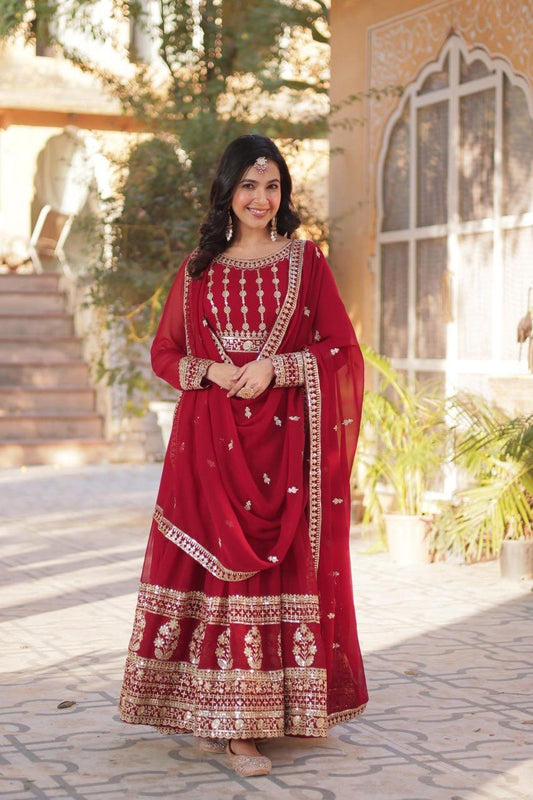 Rosso Divina Faux Bloom Dress
