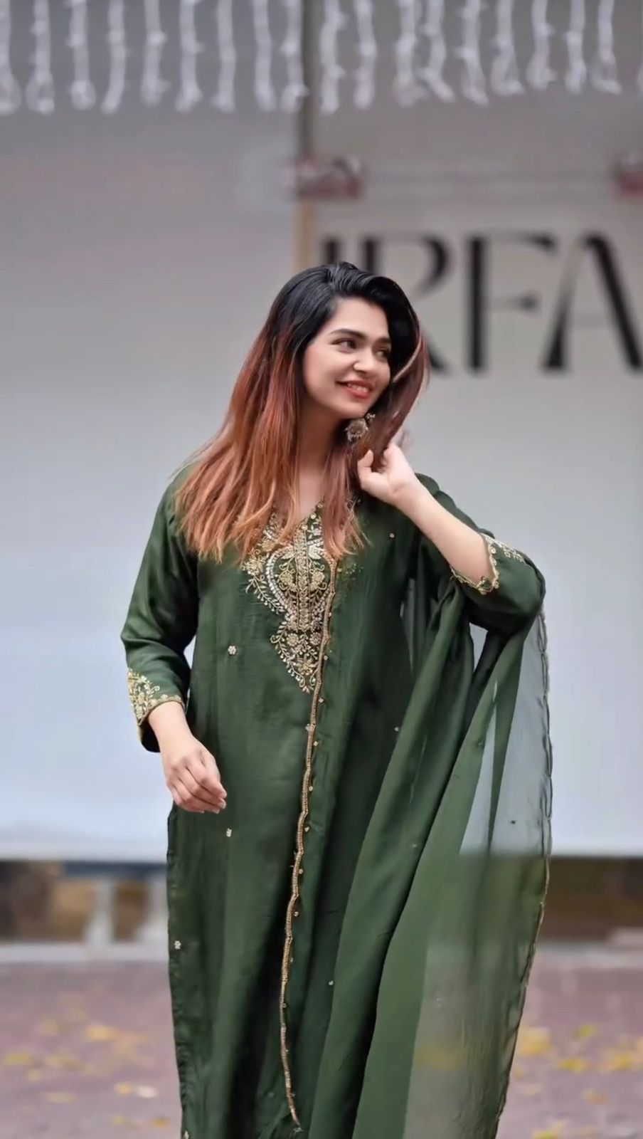 Embroidered Chinon Silk Suit