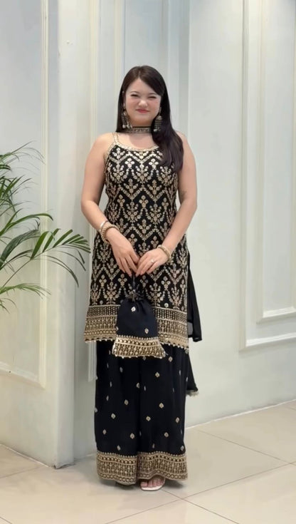 "Black Embroidered Set"