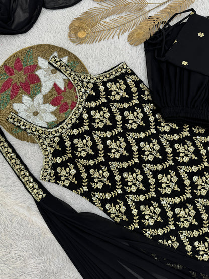 "Black Embroidered Set"