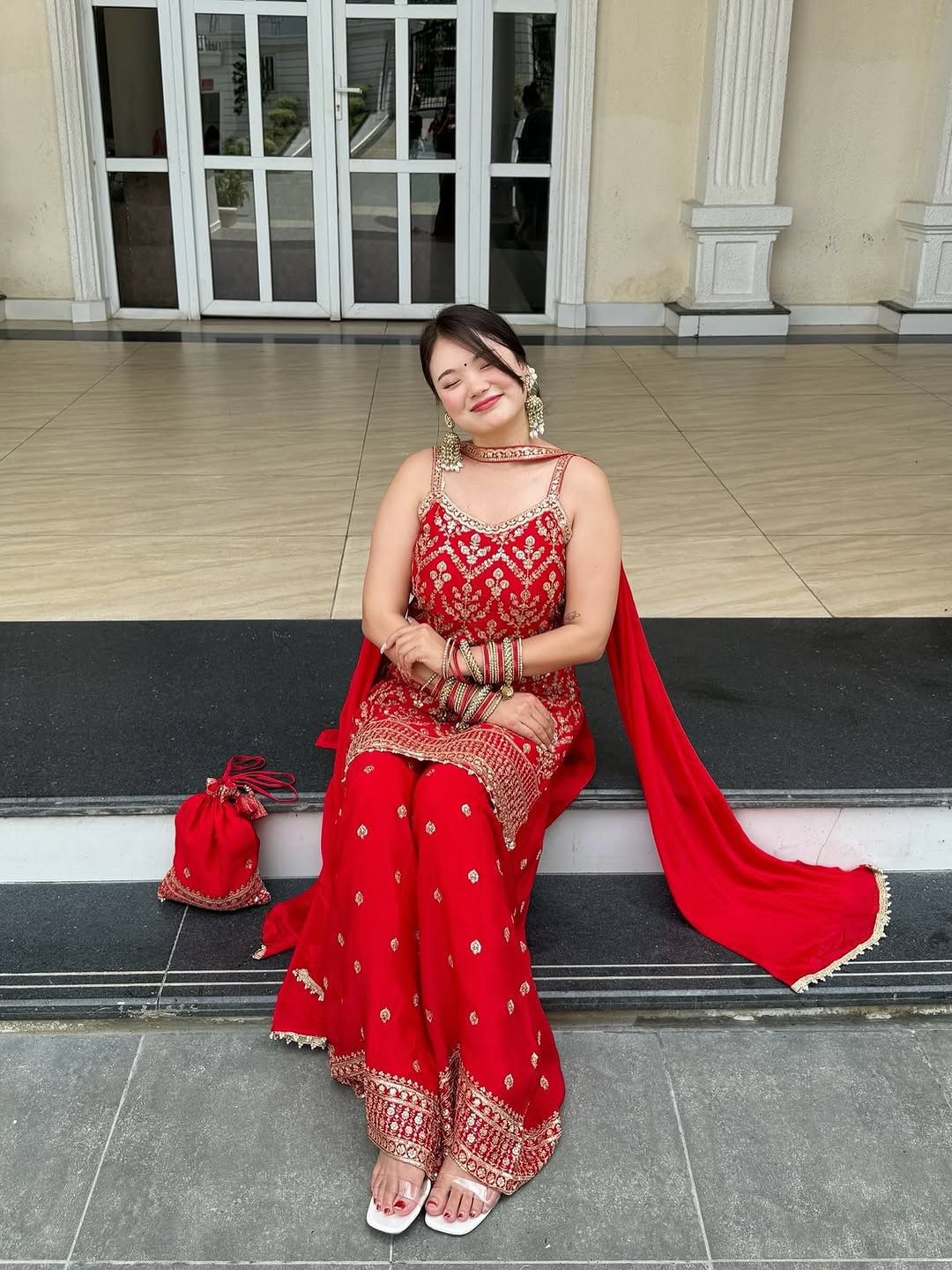"Red Embroidered Set