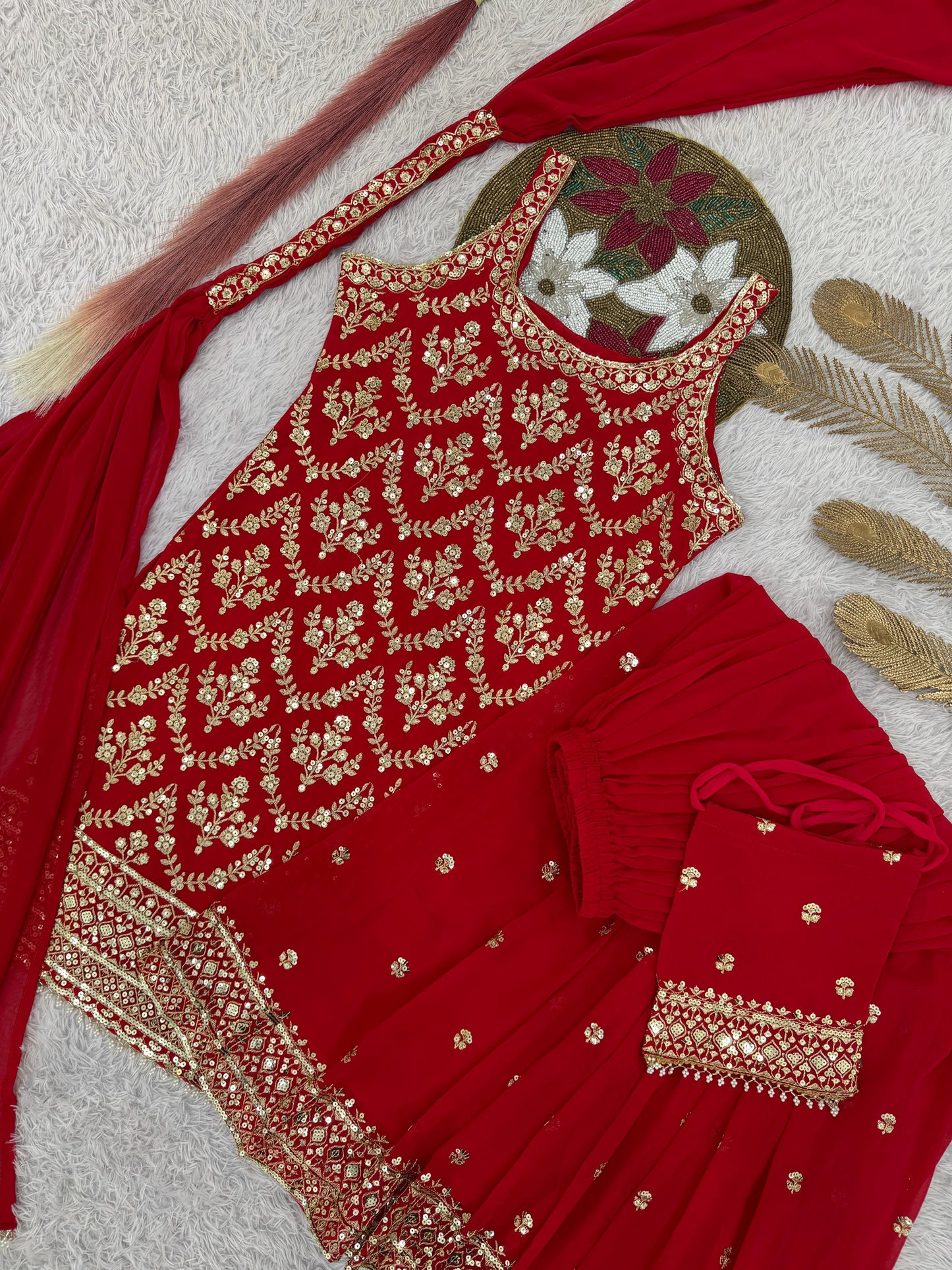 "Red Embroidered Set