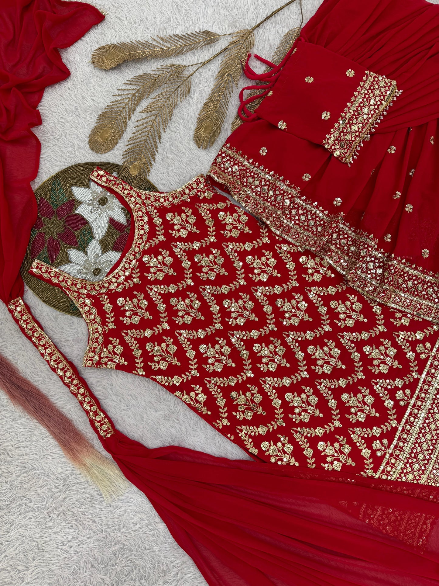 "Red Embroidered Set