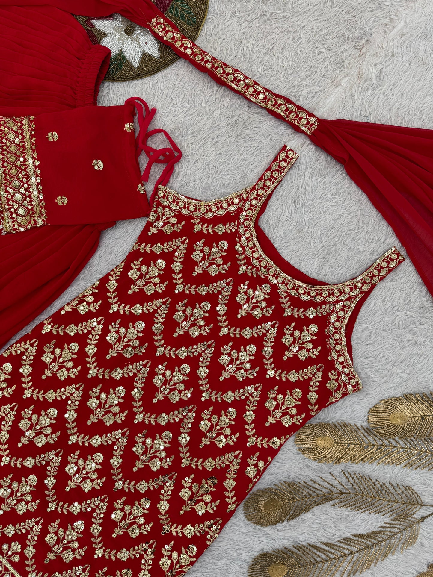 "Red Embroidered Set