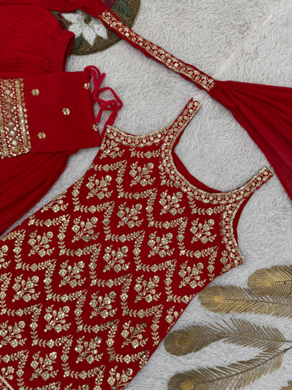 "Red Embroidered Set