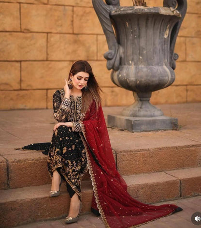 Georgette Embroidered Kurti Set