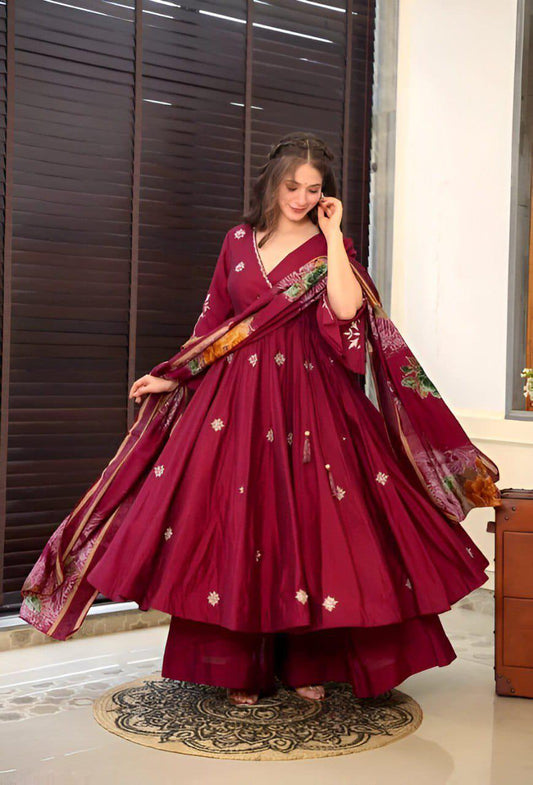 Maroon Angrakha Glow