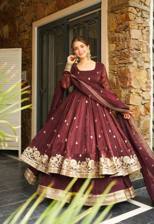 Maroon Zari Glow
