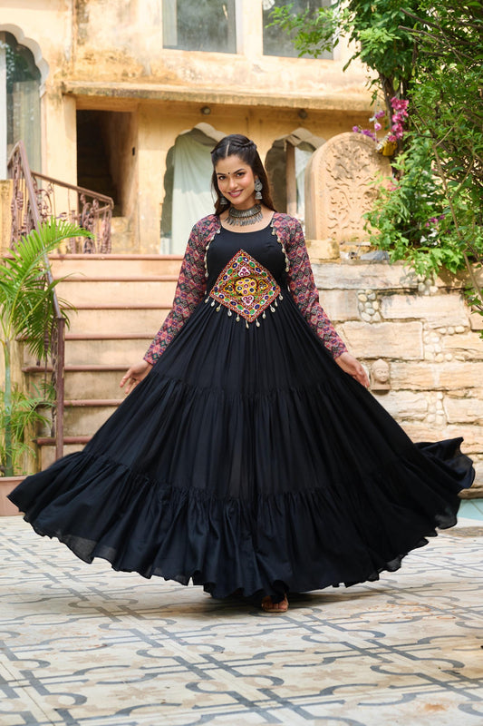 Kutchi Embroidery Frill Gown